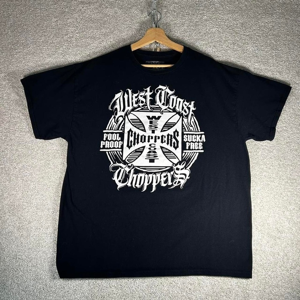 Y2K West Coast choppers sucka free big graphic black tee shirt tshirt Size XL